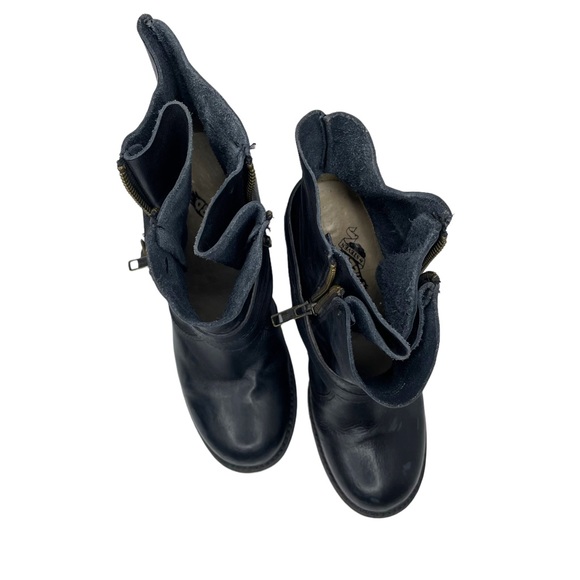 Free Bird by Steven Black Leather Bama Ankle Bootie Heels Boots Buckle Zippers 8 - Picture 8 of 12